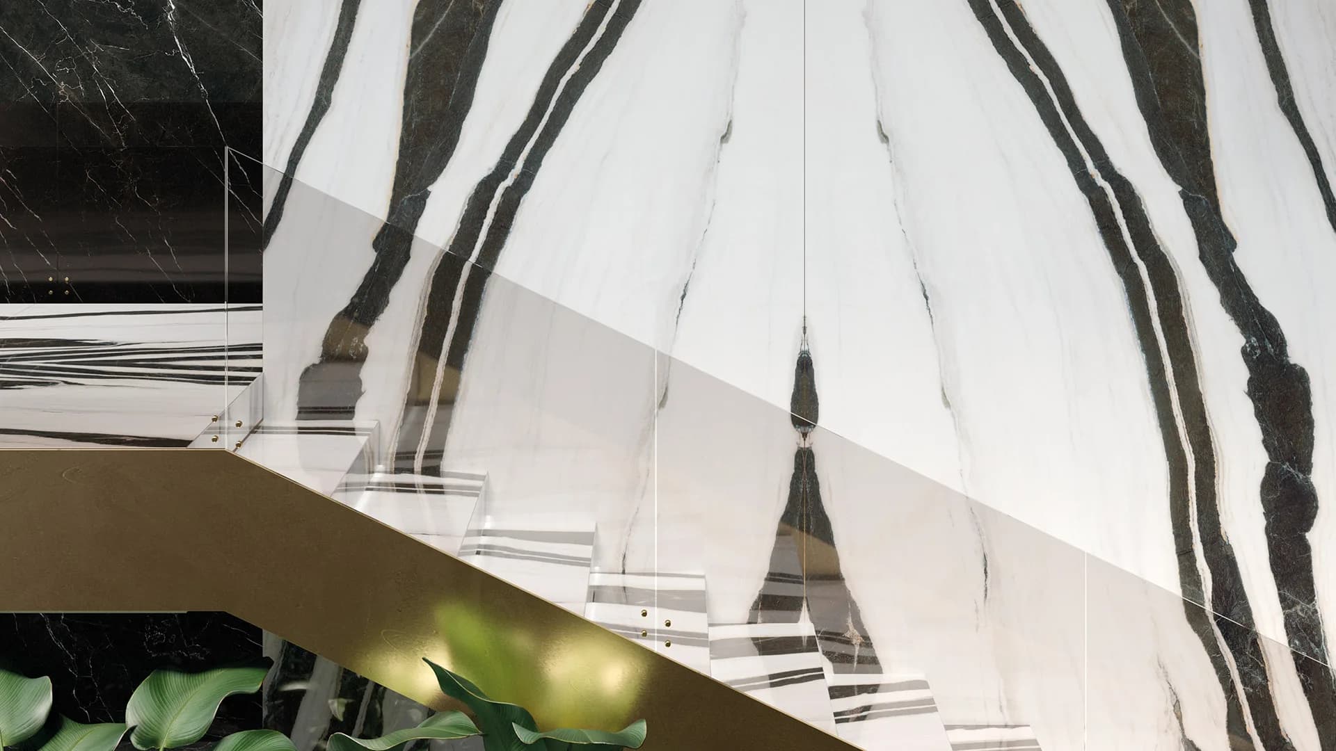 Panda White — large-format marble-effect surface