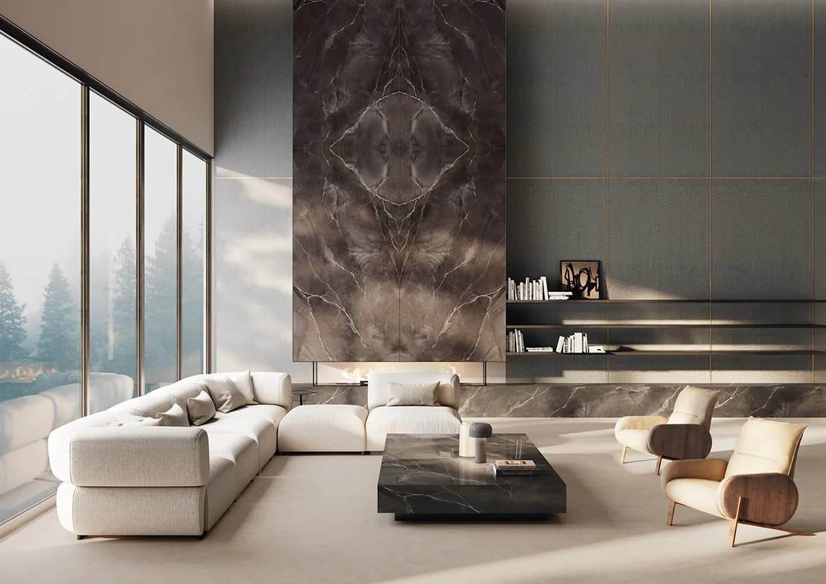 Andromeda installed — large-format onyx-effect surface